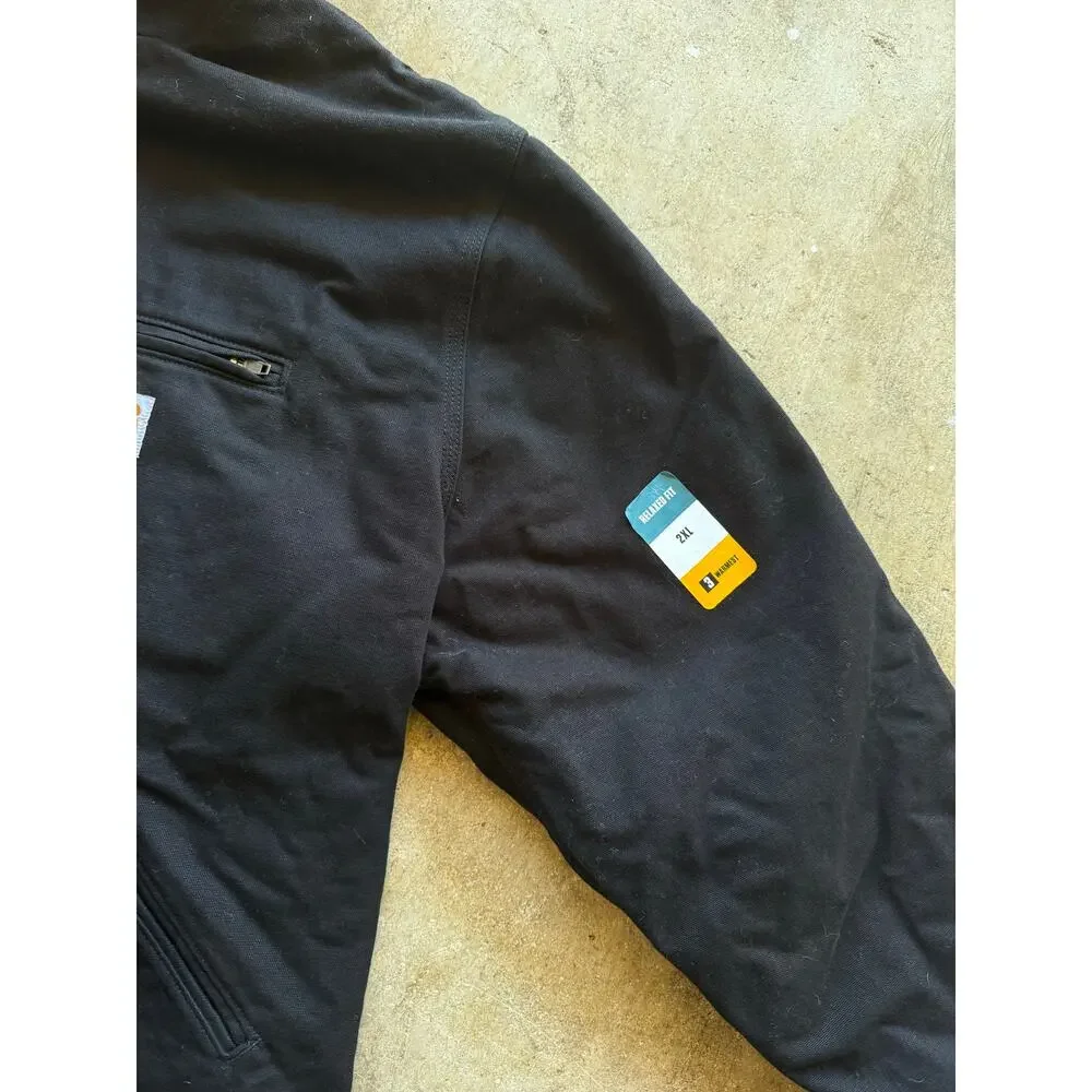 NWT Carhartt XXL Duck Sherpa Lined Hooded Black Zip Up Canvas Jacket - Picture 7 of 8